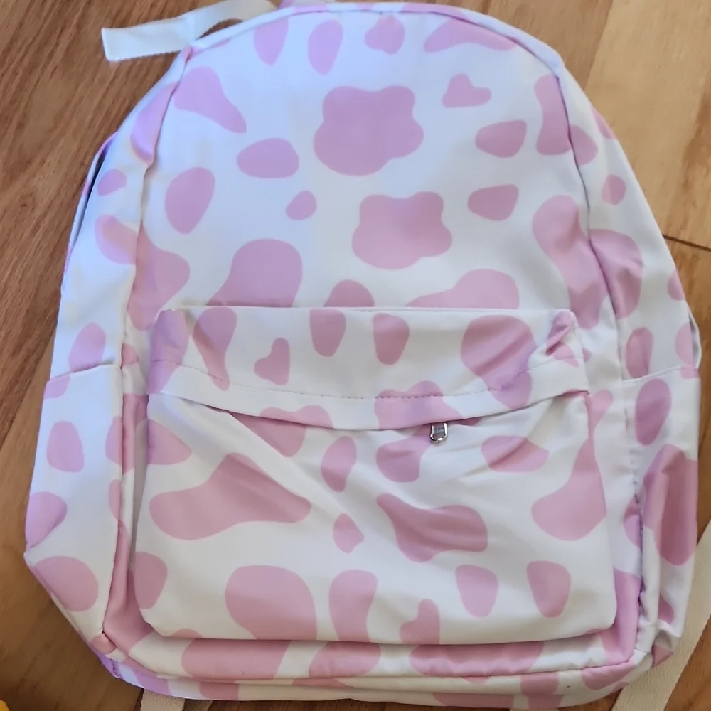 NWOT Chic Pink and White Kids Backpack Set With Insulated Lunch Bag, Pencil Case